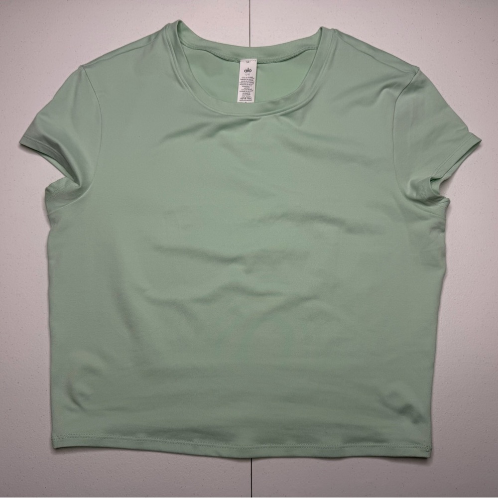 Alo Yoga Cropped Athletic Tee Mint Green Activewear Top